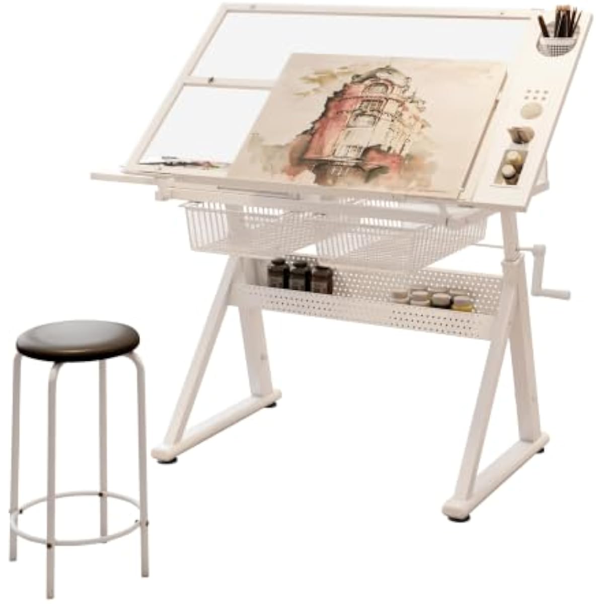 Tops - Adjustable Drafting Desk with Tempered Glass