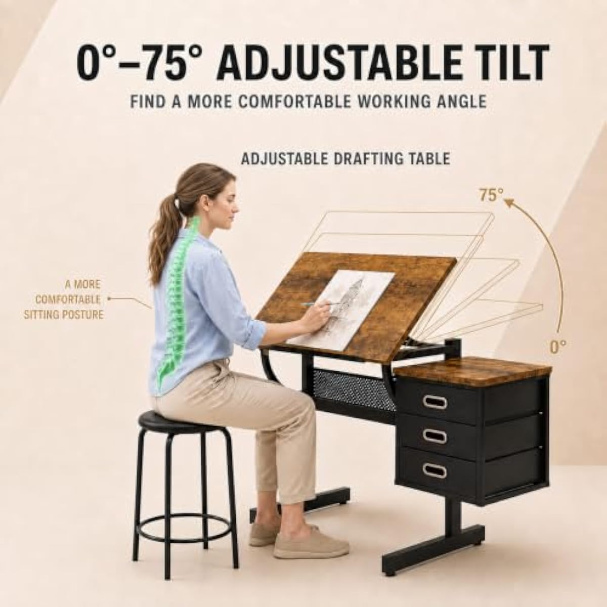Adjustable Drafting Desk with  - огляд і ціна Tops