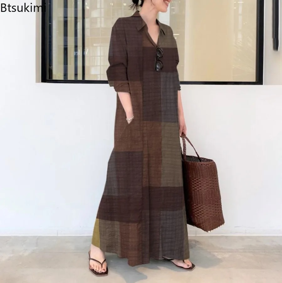 Fashion New Shirt Dress Women  - огляд і ціна Casual Loose Linen Shirt Dress