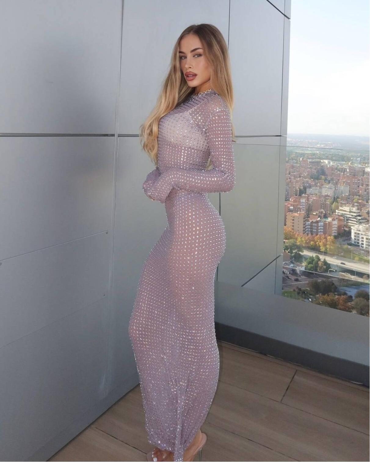 2025 New Transparent Photo Sho - огляд і ціна Sparkly Rhinestone Club Party Dress