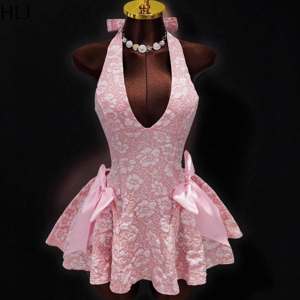 HLJ Y2K Sexy Jacquard Patchwor - огляд і ціна Y2K Backless Halter Mini Dress