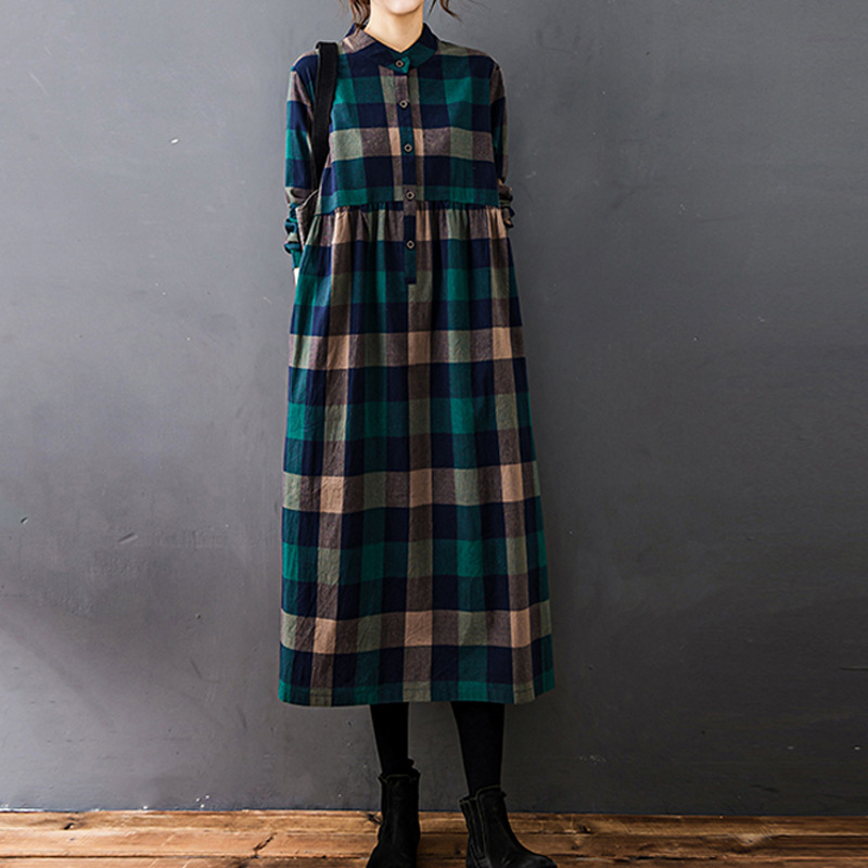Women Autumn New Vintage Mori  - огляд і ціна Casual Loose Linen Shirt Dress