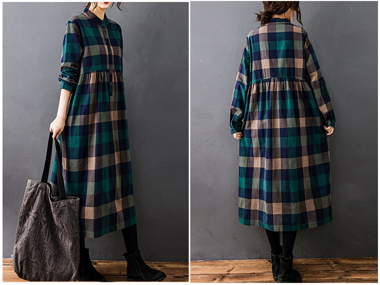 Women Autumn New Vintage Mori  - огляд і ціна Casual Loose Linen Shirt Dress