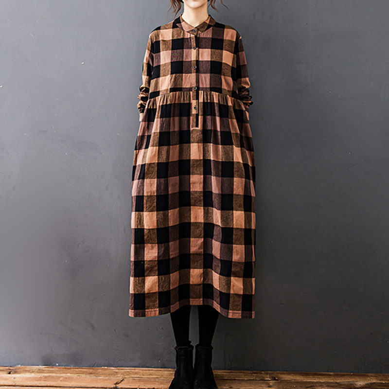 Women Autumn New Vintage Mori  - огляд і ціна Casual Loose Linen Shirt Dress